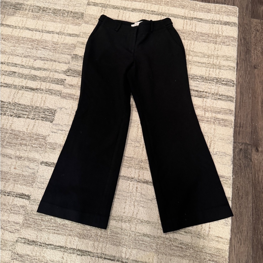 Loft Black Flared Trousers. Side waist buttons. Julie style. Sz 6P